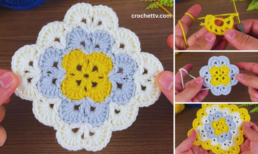 🧶 How To Make a Crochet Square Motif Baby Blanket | Tutorial for Beginners