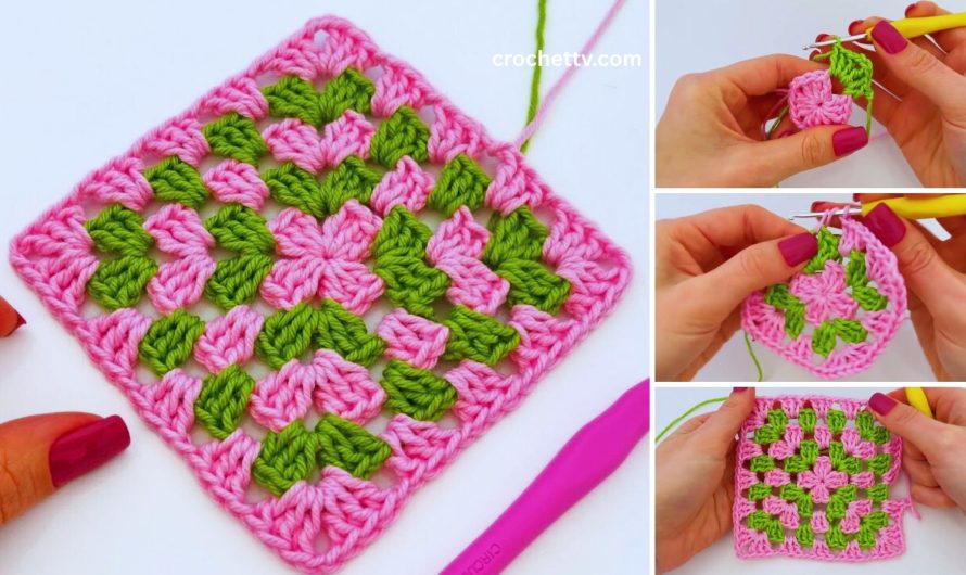 🧶 How to Crochet a Hollow Square with Striped Color | Step-by-Step Tutorial