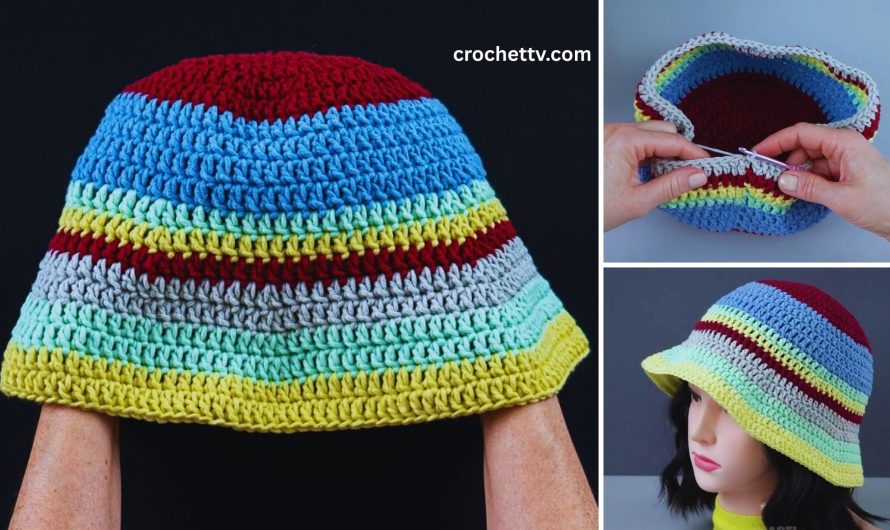 How to Crochet a Striped Bucket Hat – Step-by-Step Tutorial👒👒💖🧶