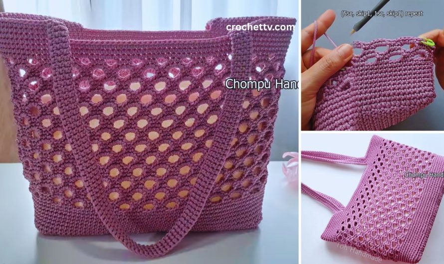 How to Crochet a Tote Bag Using the Honeycomb Stitch | Step-by-Step Tutorial🧶💖👜
